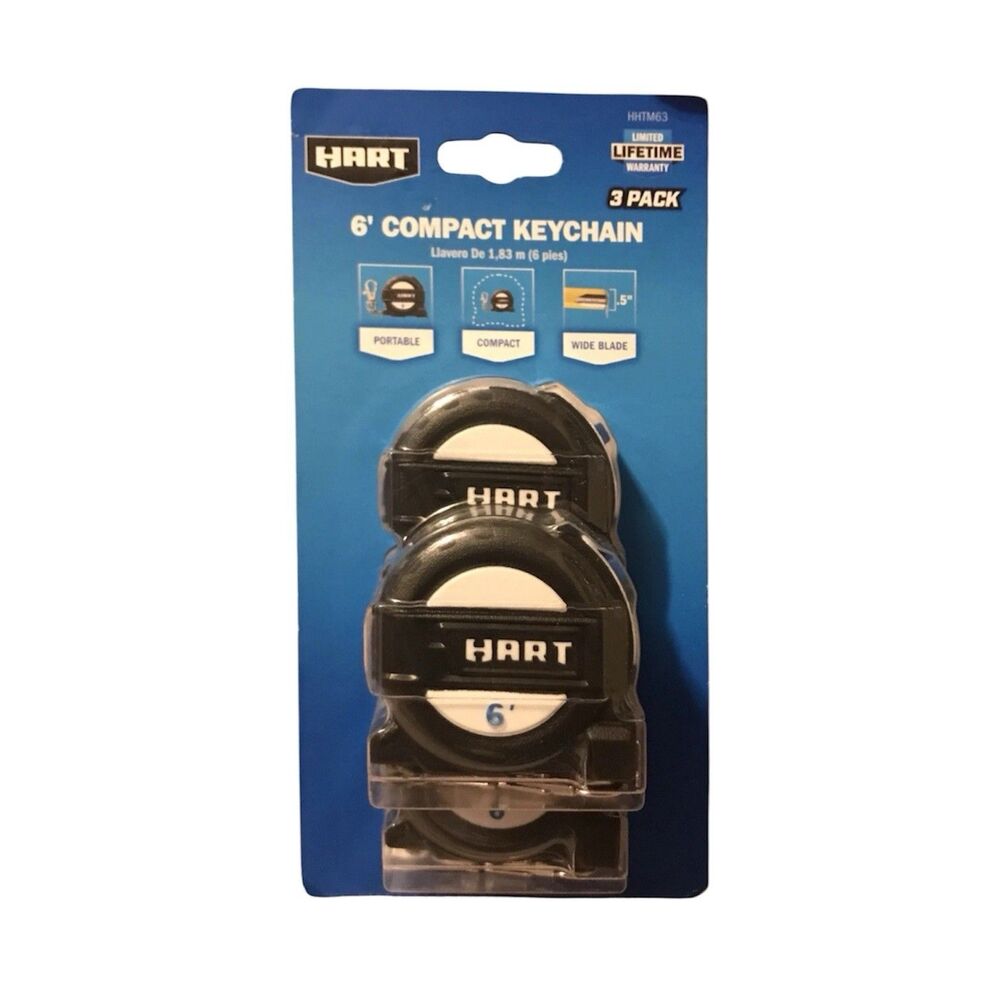 Hart 6’ Compact Keychain 3 Pack Tape Measure